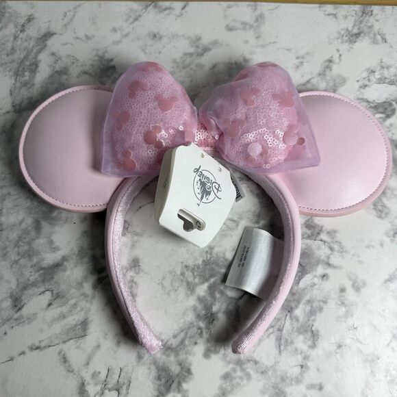 NWT Disney Pink Milk Ears Faux Leather Minnie Mouse Bow Headband VIRAL main image 4